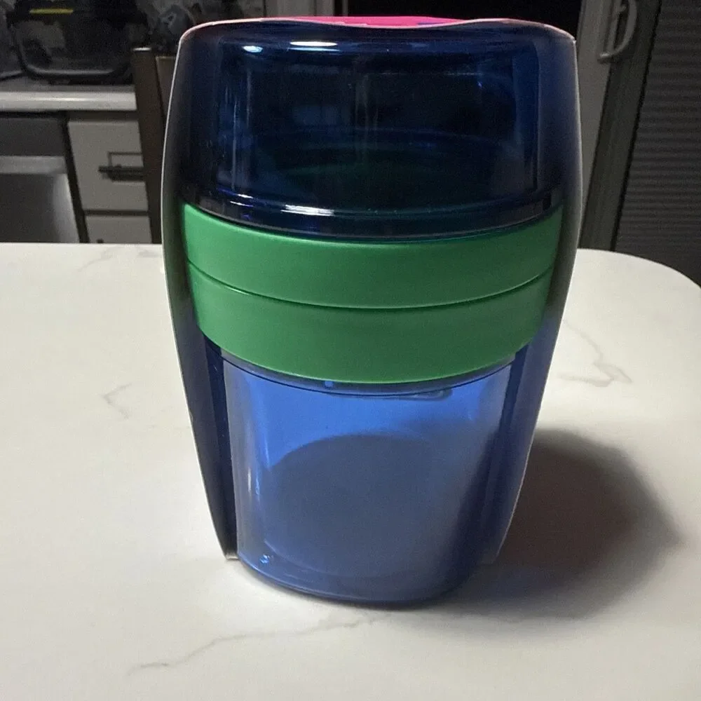 Tabitha Brown Target Very Good Travel Snack Cup With Utensils Blue Green NEW